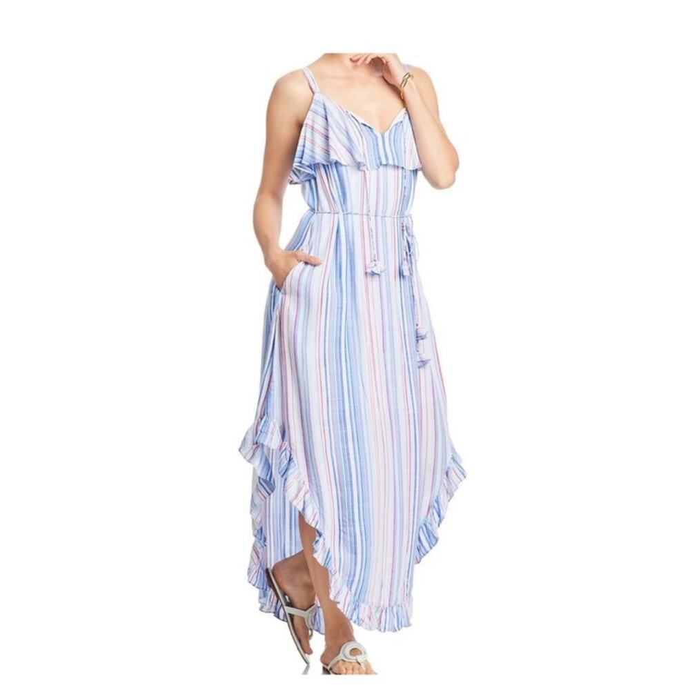 Tommy Bahama Baby Blue Maxi Dress Ruffle Hem Resort Small